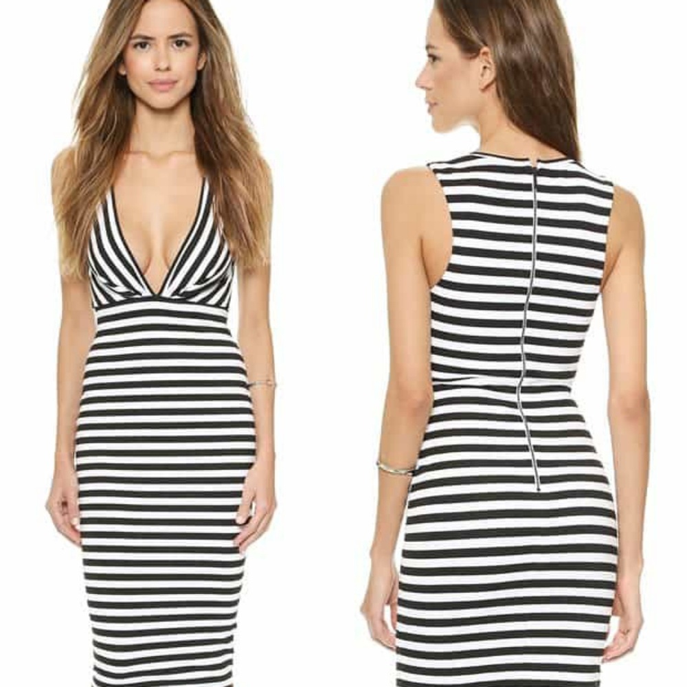 NWT Bec & Bridge Seven Wonder Deep V Striped Dress